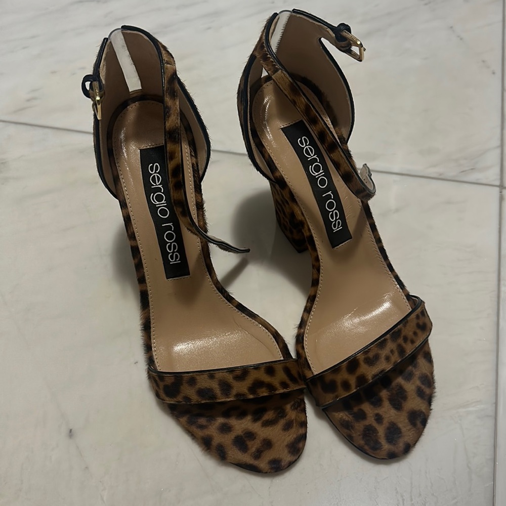 SERGIO ROSSI LEOPARD SANDALS